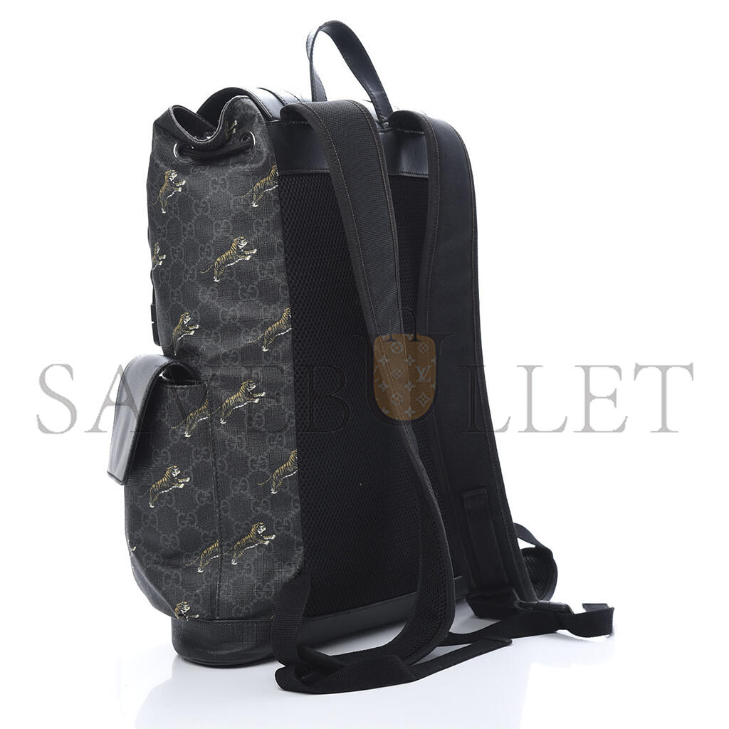 Gvc*1 gg svp*me monogram tigers double buckle backpack black (43*34*10cm)
